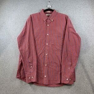 Hawker Rye Mens Slim Fit Button Down Shirt Orange Blue Plaid Large Long Sleeve